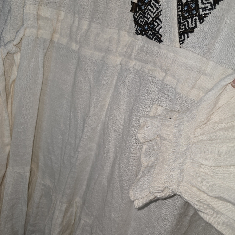 Free People Moonshiner Embellished Collar And Shoulder Long Sleeve Mini Dress, L - Picture 4 of 11
